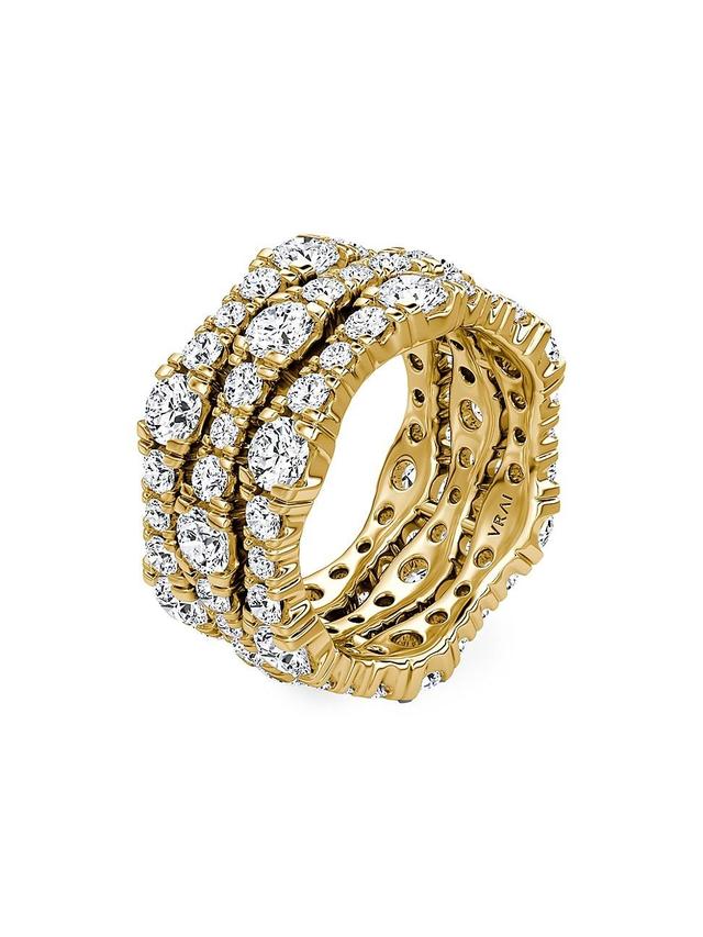 Womens 14K Yellow Gold & 4.65 TCW Lab-Grown Diamond Triple-Band Ring Product Image