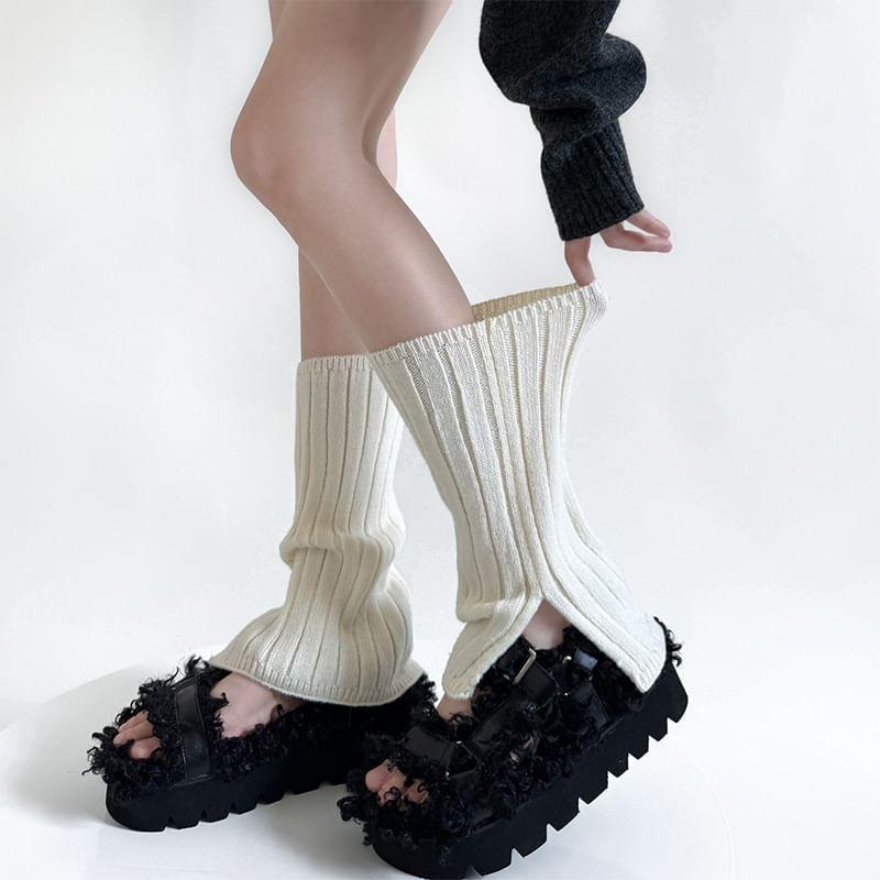 Plain Slit Ribbed Knit Leg Warmers Product Image