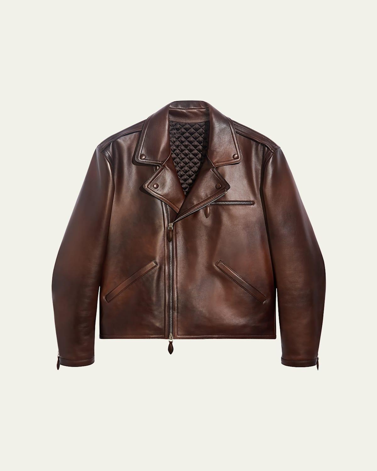 Mens Leather Moto Jacket Product Image