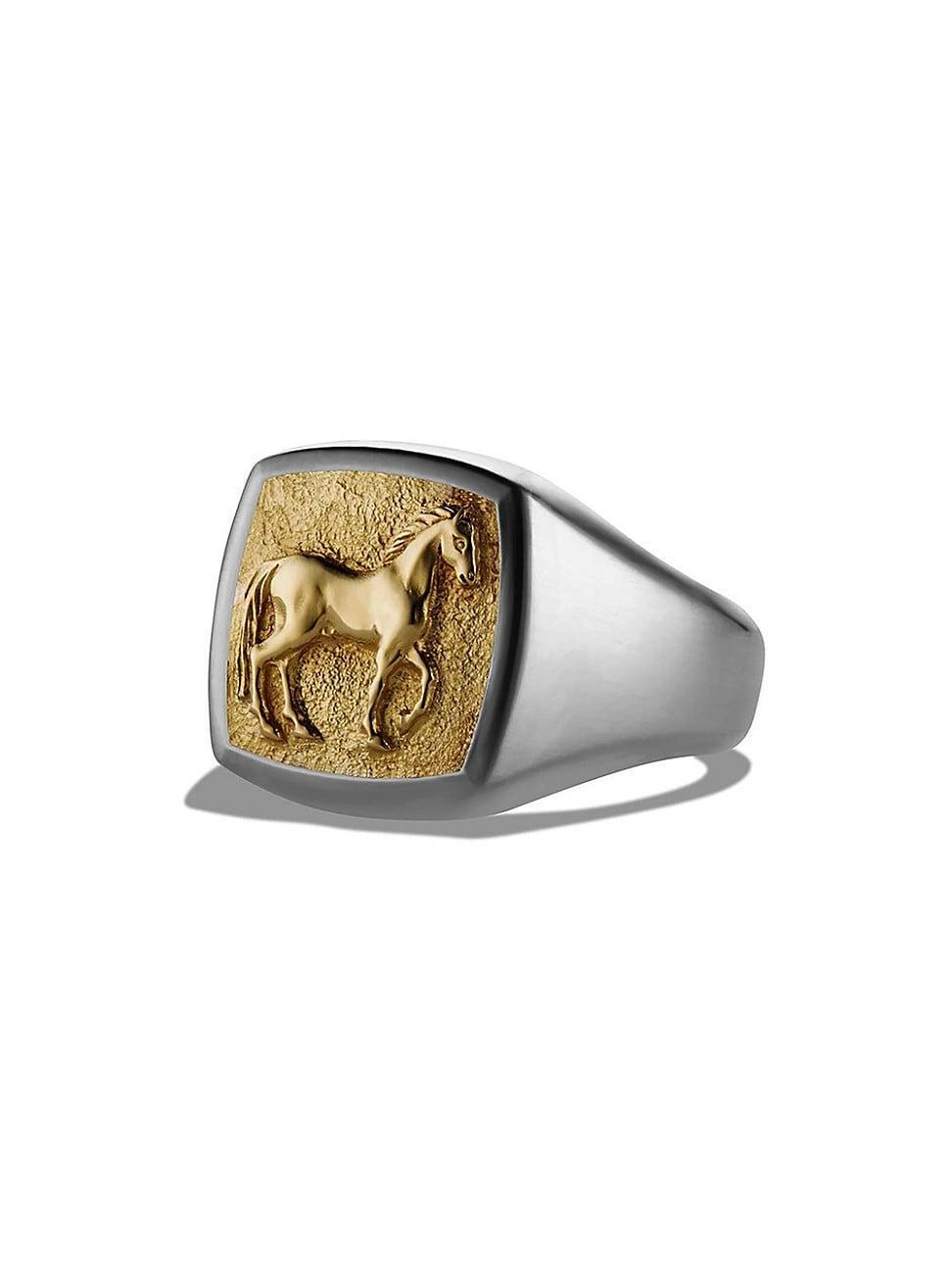 Mens Petrvs Horse Pinky Ring in Sterling Silver Product Image