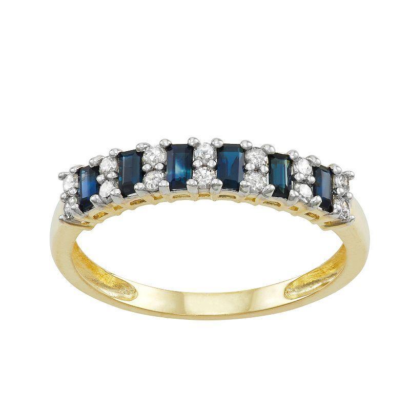 10k Gold Sapphire & Diamond Ring, Womens, Size: 6, Blue Product Image