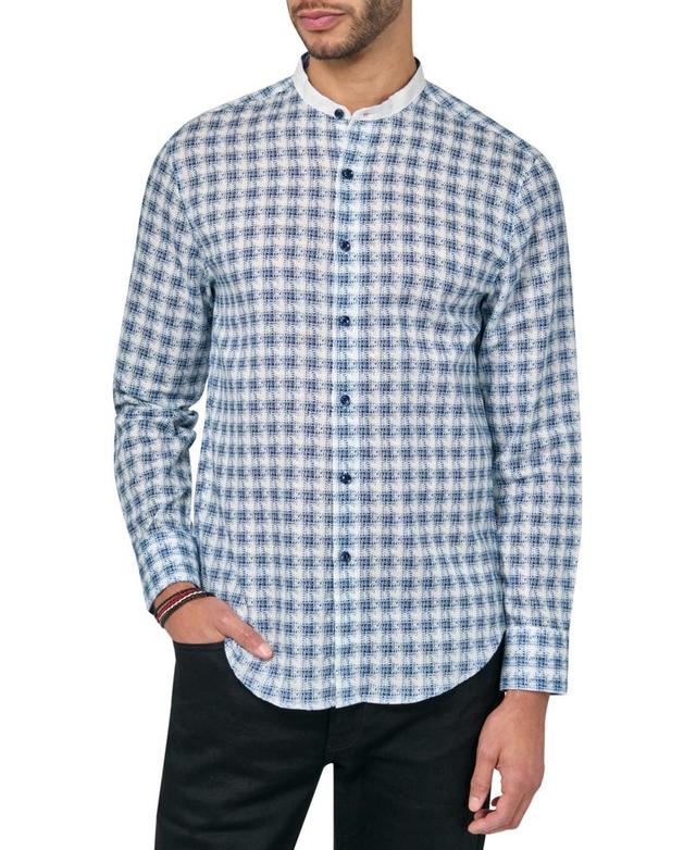 Brooklyn Brigade Mens Jett Moisture-Wicking Abstract Check Button-Down Mandarin Shirt Product Image