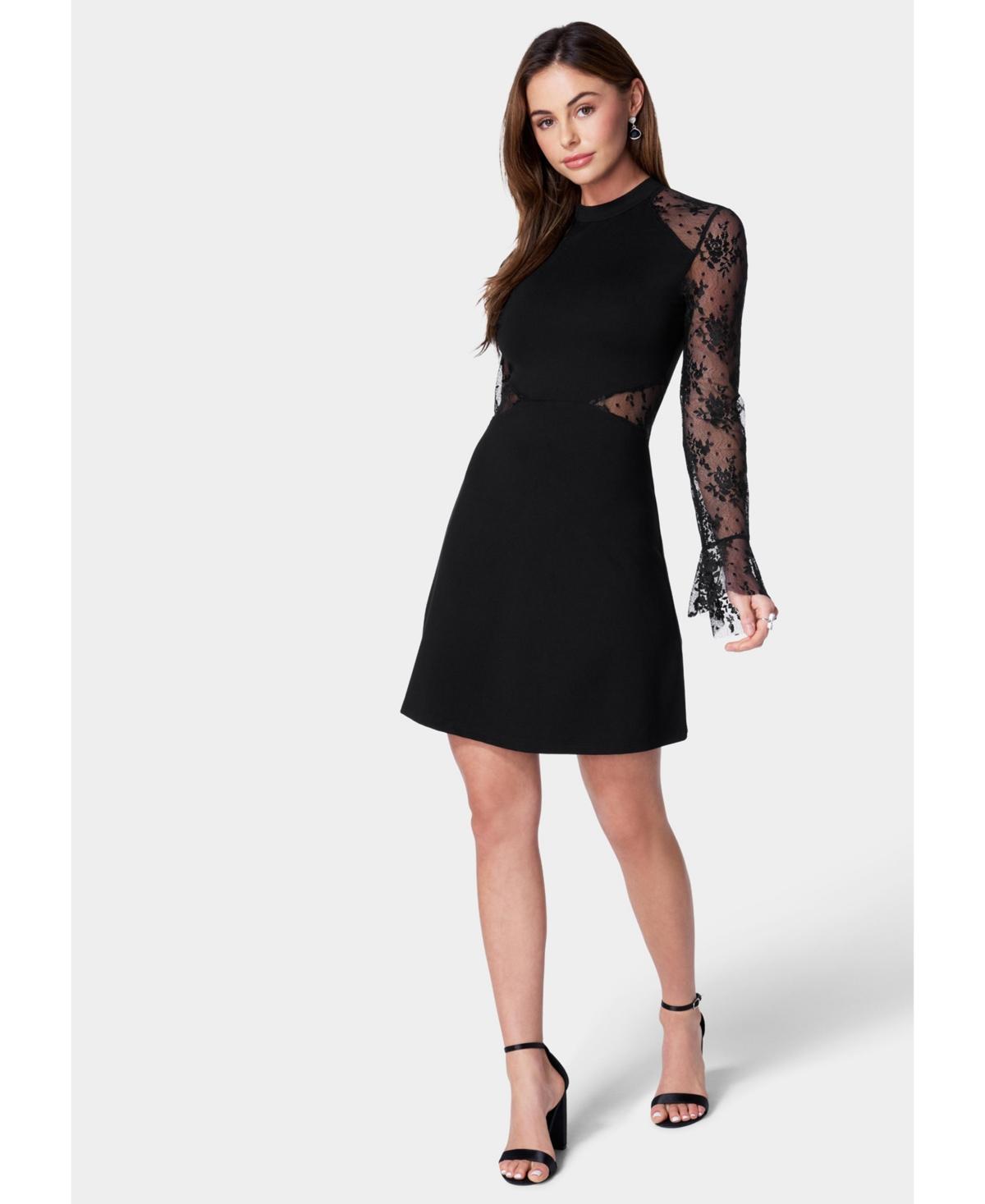 Bebe Womens Lace Bell Sleeve Cutout Dress Product Image