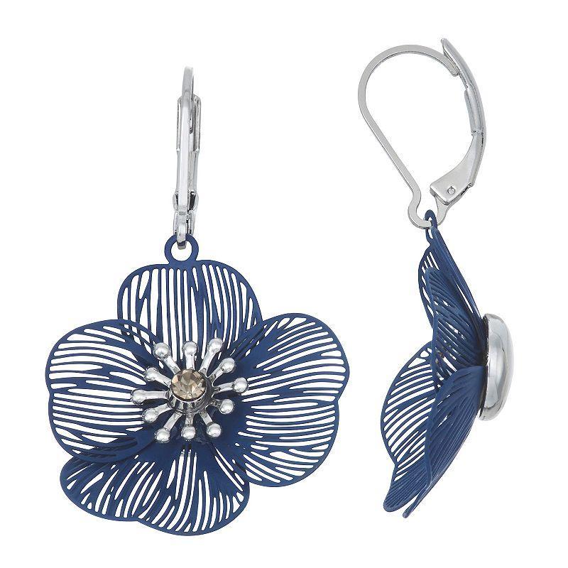 Simply Vera Vera Wang Leverback Small Flower Drop Earrings, Womens, Blue Product Image