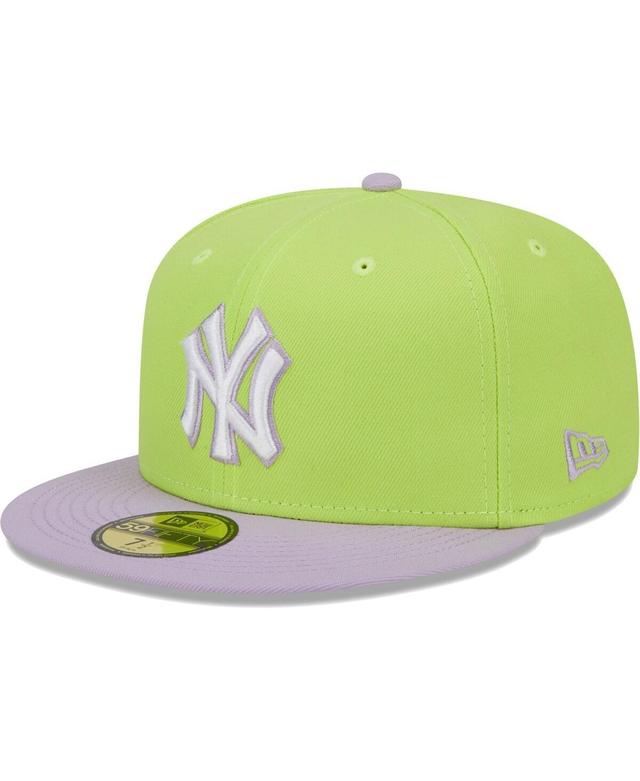 Mens New Era Neon Green, Lavender New York Yankees Spring Color Two-Tone 59FIFTY Fitted Hat Product Image