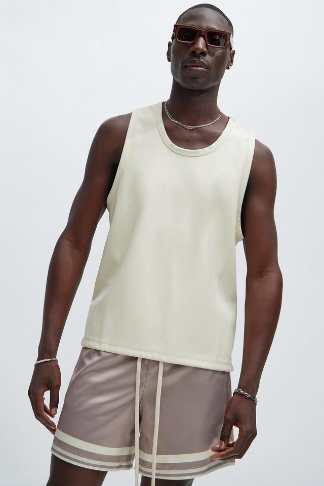 Erickson Faux Leather Tank - Off White Product Image