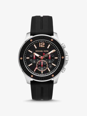 Oversized Nolan Silver-Tone and Silicone Watch Product Image