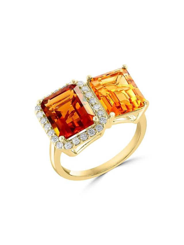 Womens 14K Yellow Gold, Citrine, & 0.29 TCW Diamond Ring Product Image