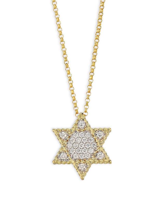 Princess Diamond & 18K Yellow Gold Star Of David Necklace Product Image