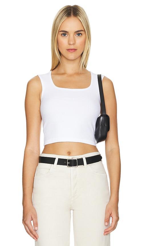 Tamir Rib Crop Tank In White Product Image