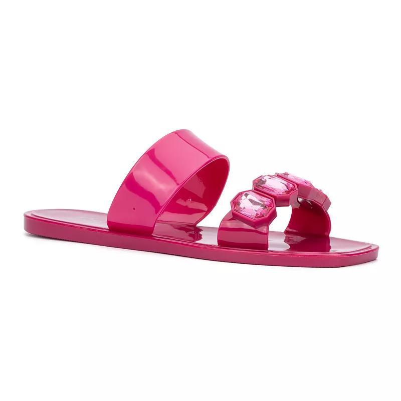 New York & Company Chantelle Womens Gem Jelly Slide Sandals Pink Product Image