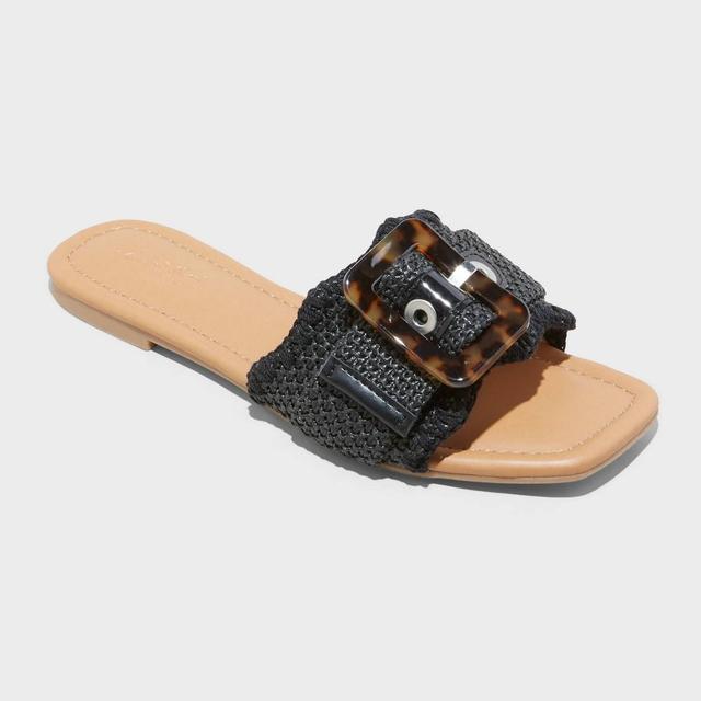 Womens Chrissy Slide Sandals with Memory Foam Insole - Universal Thread Black 9 Product Image