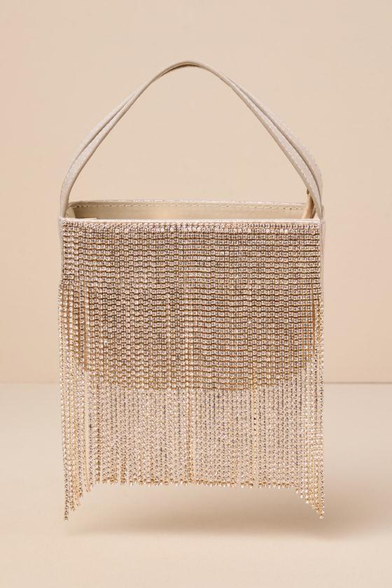 Glamorous Pose Gold Rhinestone Fringe Handbag Product Image