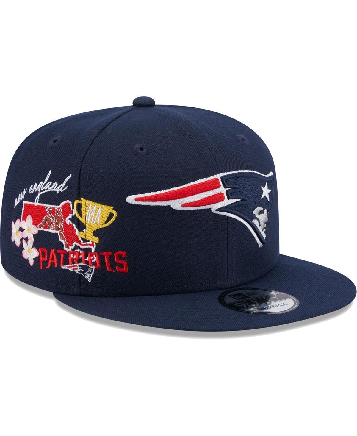 Mens New Era Navy New England Patriots Icon 9FIFTY Snapback Hat Product Image