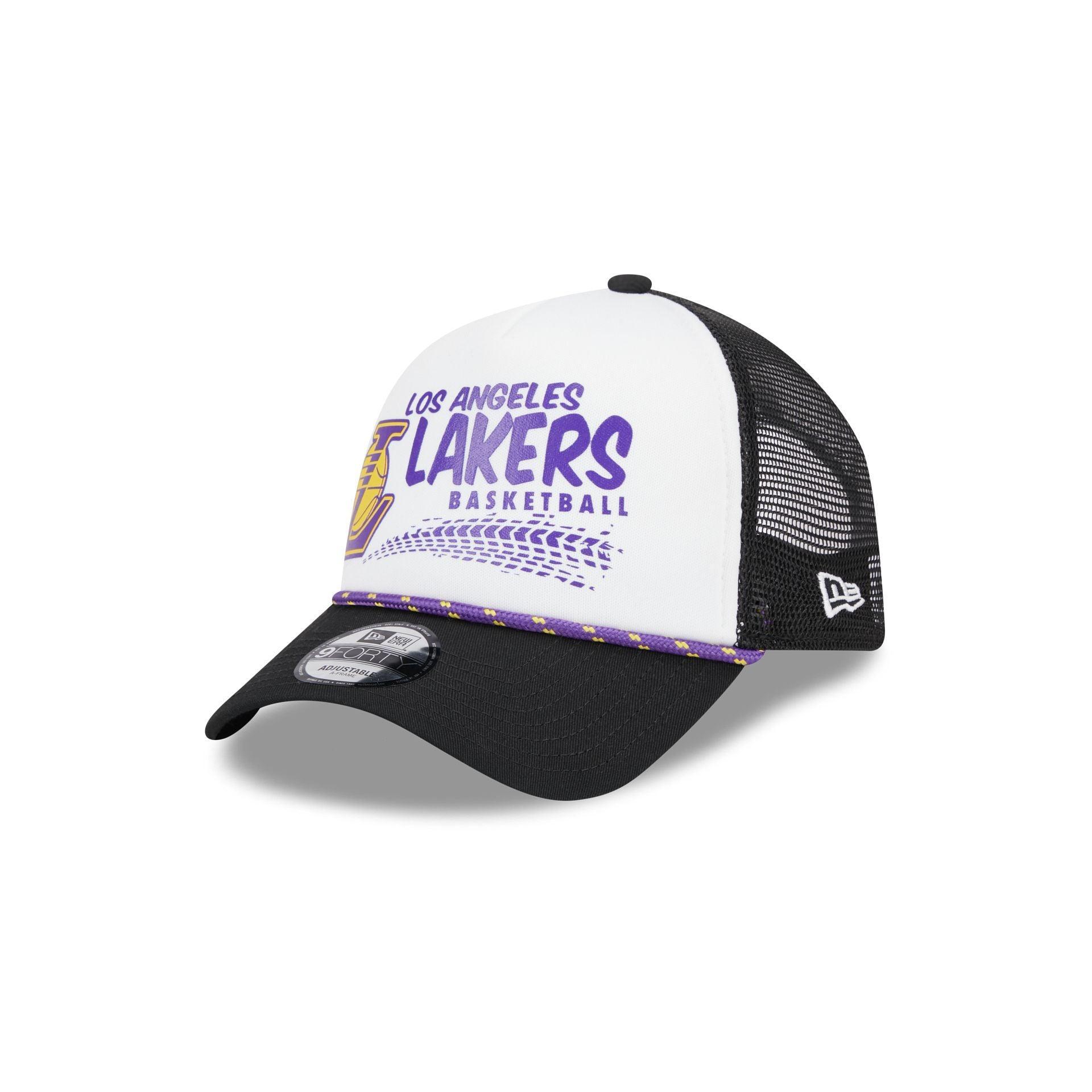 Los Angeles Lakers 2024 Rally Drive White 9FORTY A-Frame Trucker Hat Male Product Image