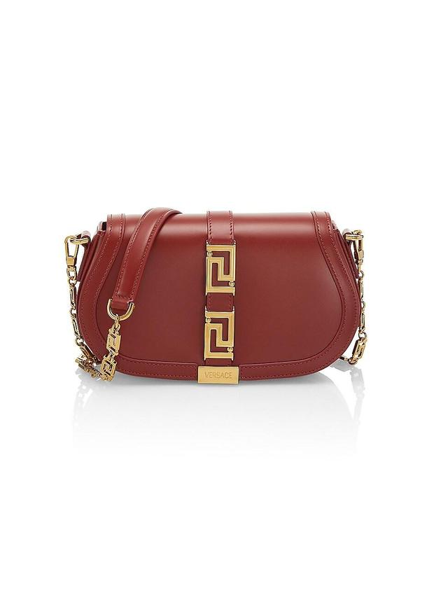 Womens Greca Goddess Leather Shoulder Bag Product Image