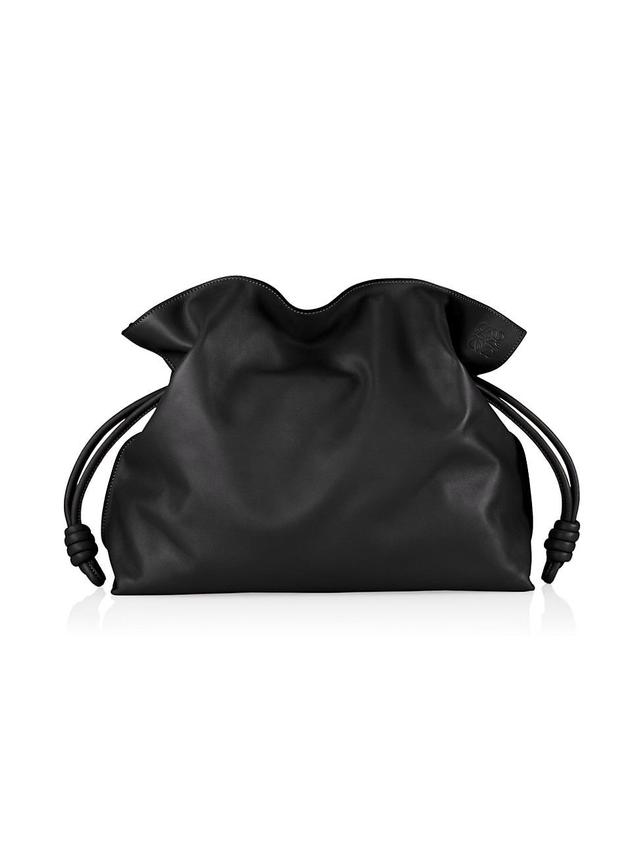 Womens Large Flamenco Knot Leather Clutch Product Image