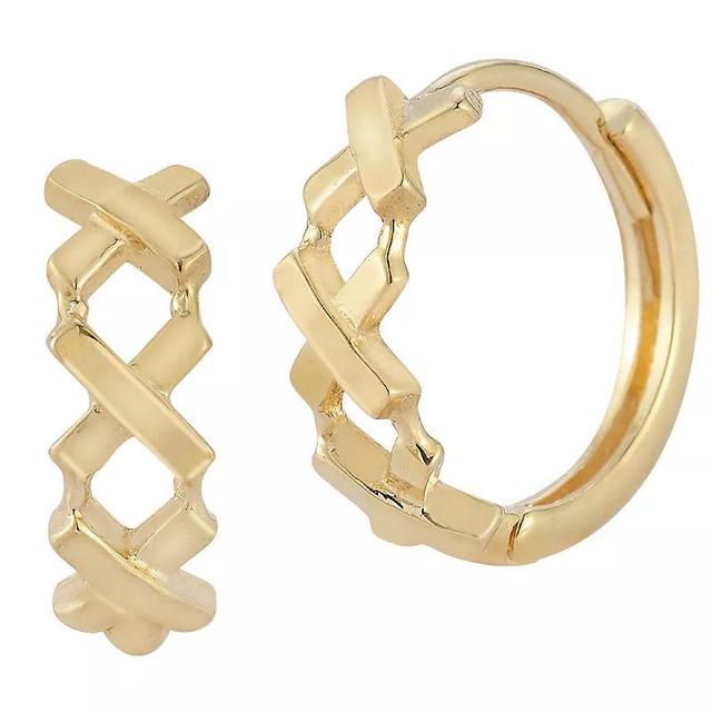 LUMINOR GOLD 14k Gold X Huggie Hoop Earrings, Womens Product Image