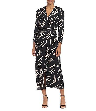 DONNA MORGAN FOR MAGGY Long Sleeve Chiffon Wrap Shirtdress Product Image