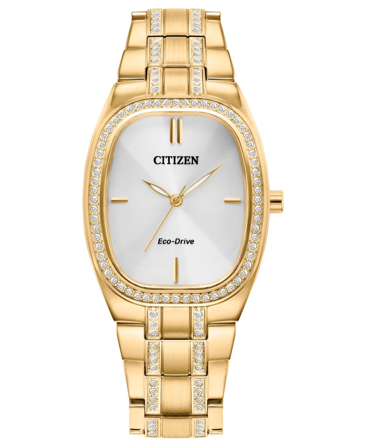 Citizen Eco-Drive Womens Crystal Gold-Tone Stainless Steel Bracelet Watch 28mm, Created for Macys Product Image