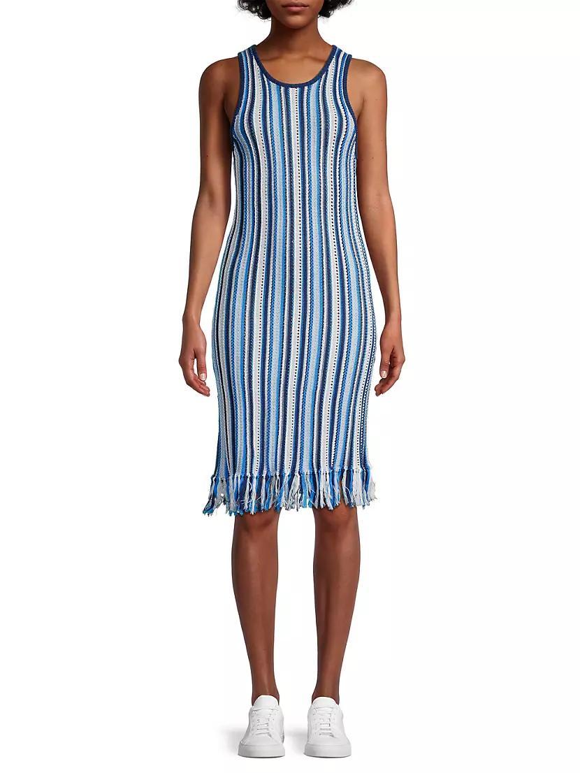 Sleeveless Striped Crochet Midi-Dress Product Image