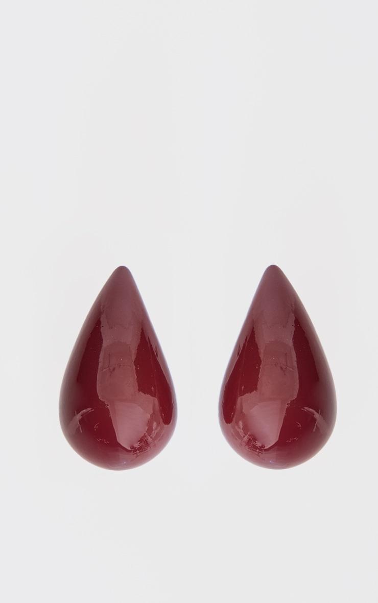 Burgundy Acrylic Teardrop Statement Earrings Product Image