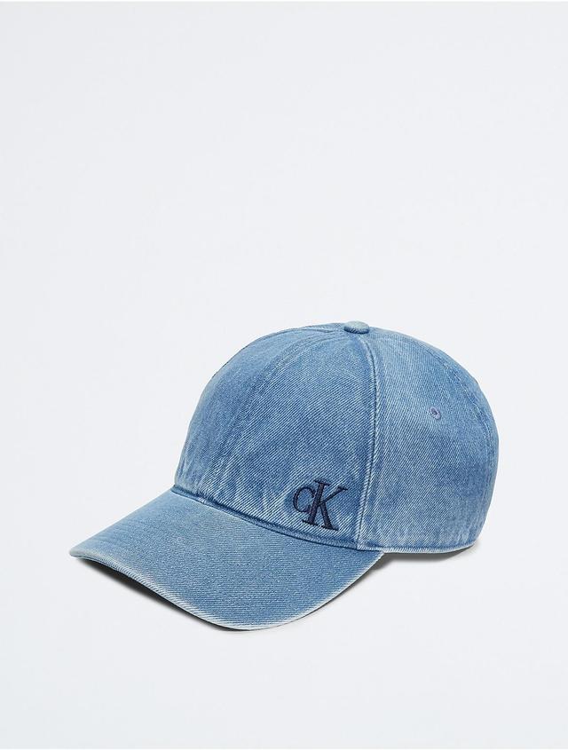 Calvin Klein Mens Washed Denim Embroidered Logo Baseball Cap - Blue Product Image