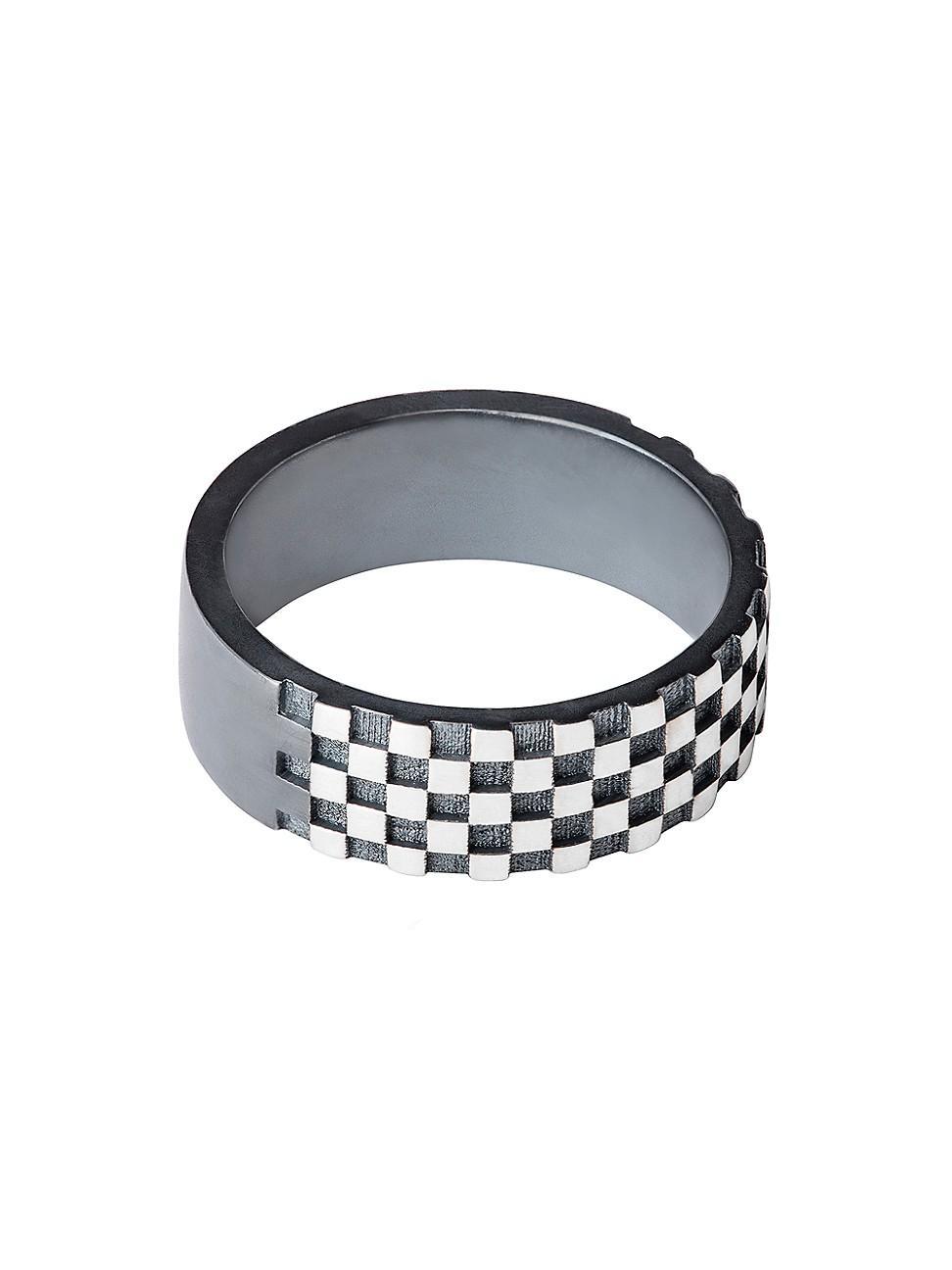 Mens Racing Sterling Silver Ring Product Image