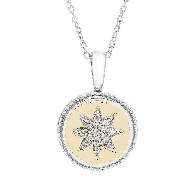 Its Personal 14k Gold Over Sterling Silver Diamond Accent Starburst Pendant Necklace, Womens Product Image