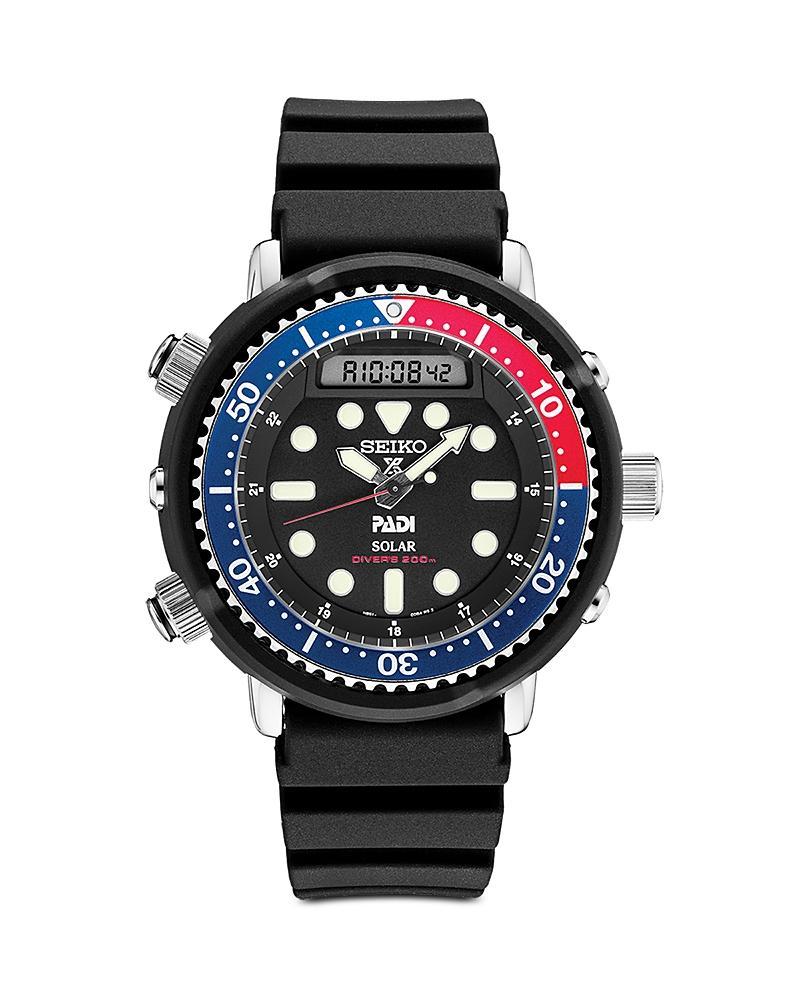 Seiko Mens Prospex Solar Hybrid Diver Black Silicone Strap Watch Product Image