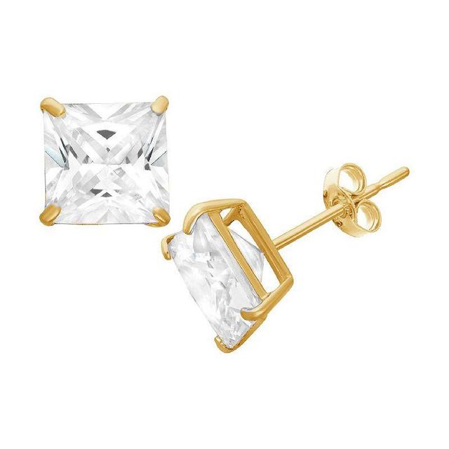 Designs by Gioelli Mens Sterling Silver Cubic Zirconia Square Stud Earrings, Gold Tone Product Image