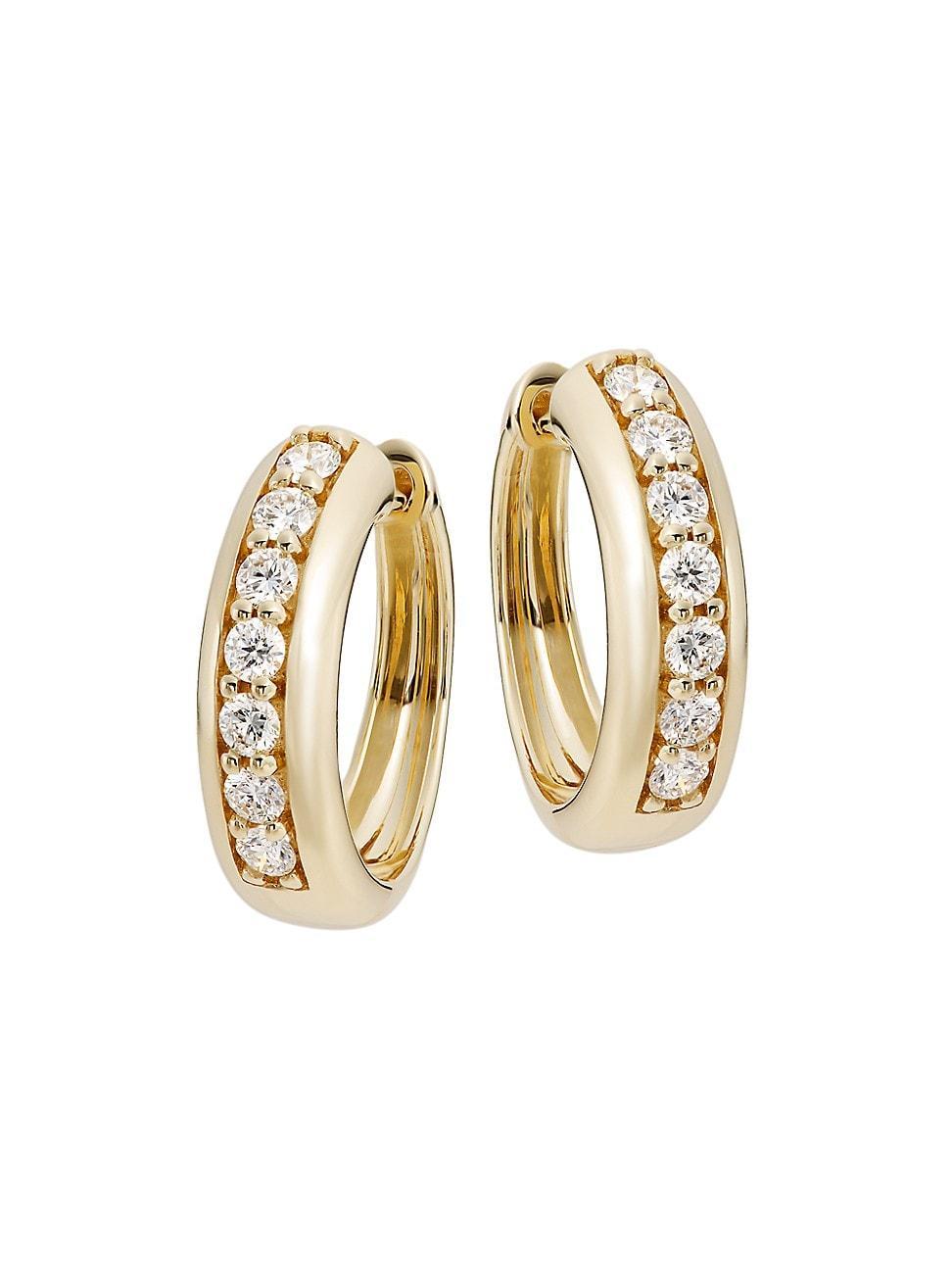 Womens 14K Yellow Gold & 0.48 TCW Diamond Hoop Earrings Product Image