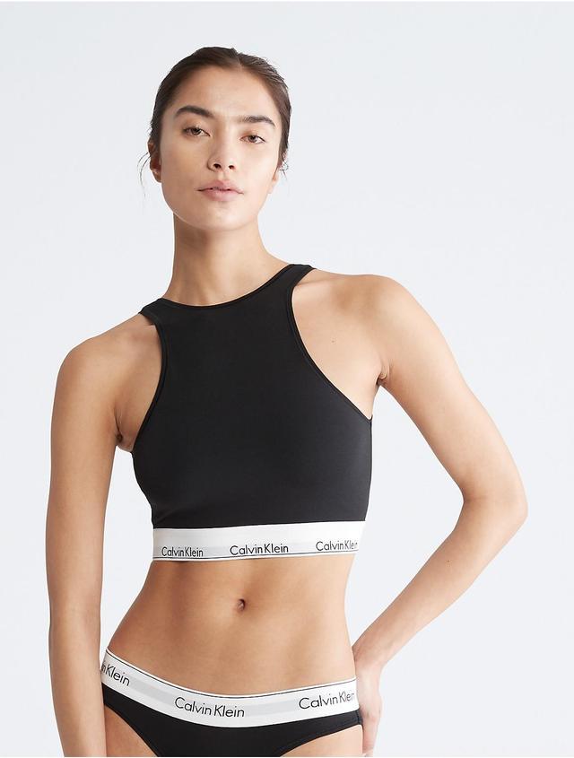 Calvin Klein Womens Modern Cotton Unlined Longline Bralette - Black - XS Product Image