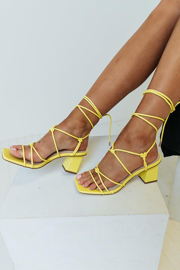 The Avette Faux Leather Lace Up Heel In Yellow Product Image