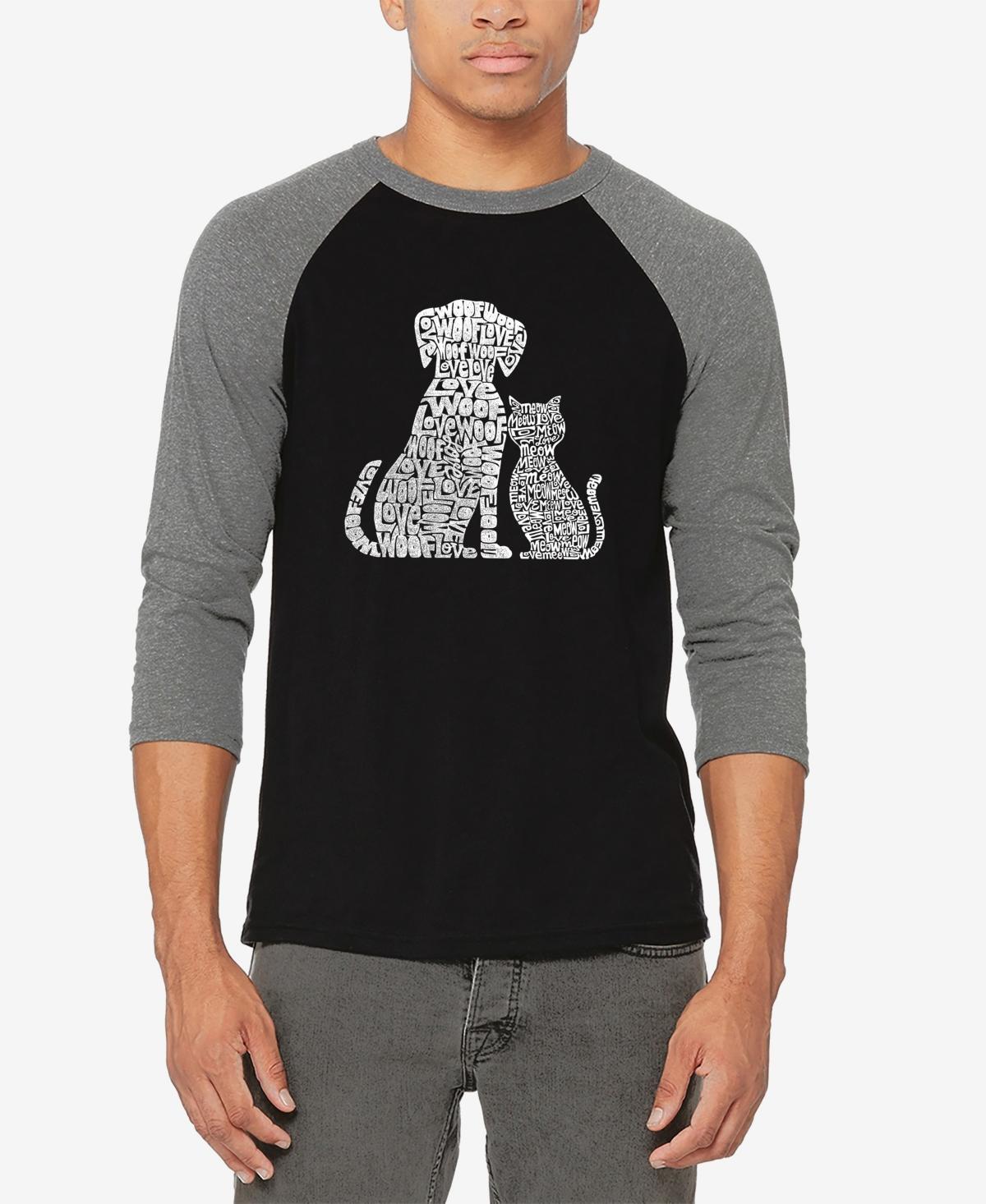 Mens Raglan Baseball Word Art Dogs and Cats T-shirt Product Image