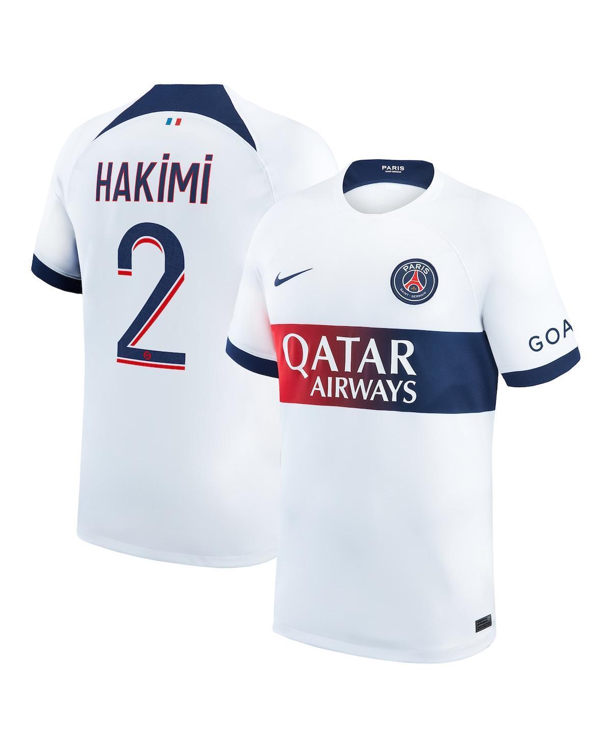 Nike Mens Achraf Hakimi White Paris Saint-Germain 2023/24 Away Stadium Replica Player Jersey - White Product Image