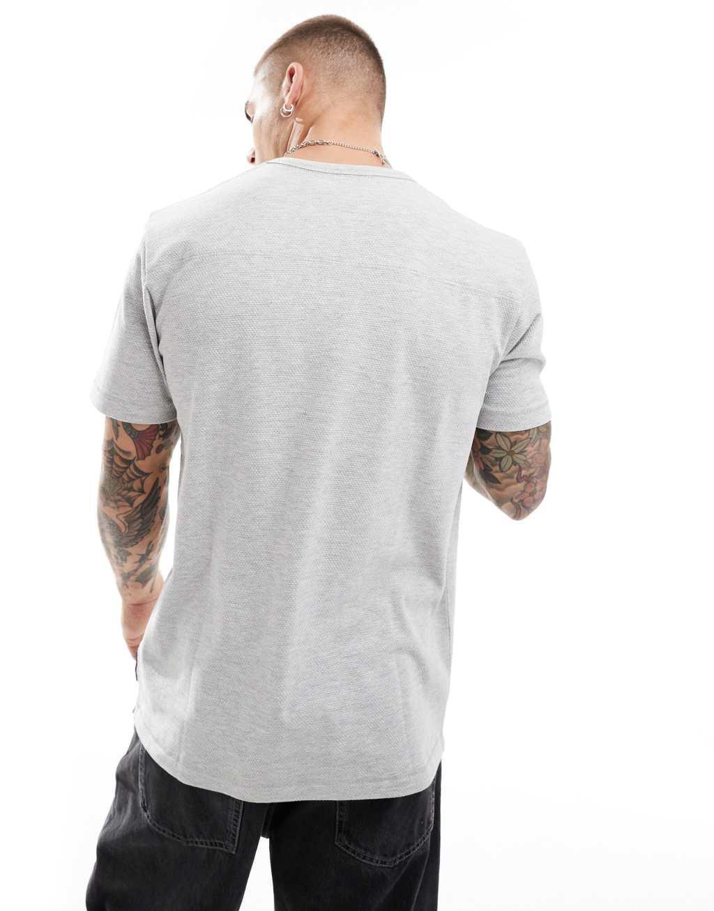 French Connection textured t-shirt in light heather gray Product Image