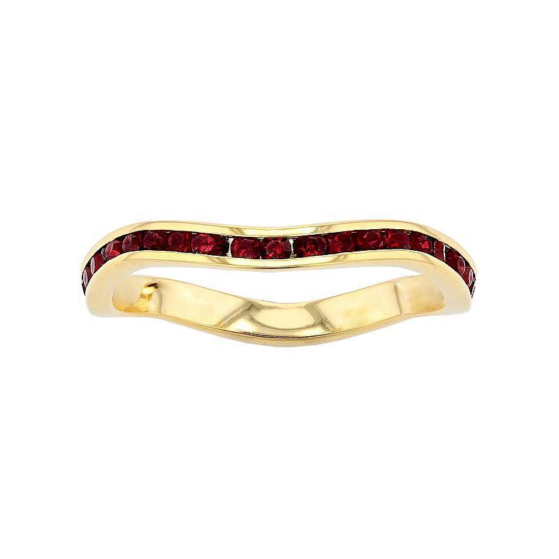 Traditions 18k Gold Over Silver Birthstone Crystal Wave Ring, Womens Gold Over Sterling Jan Product Image