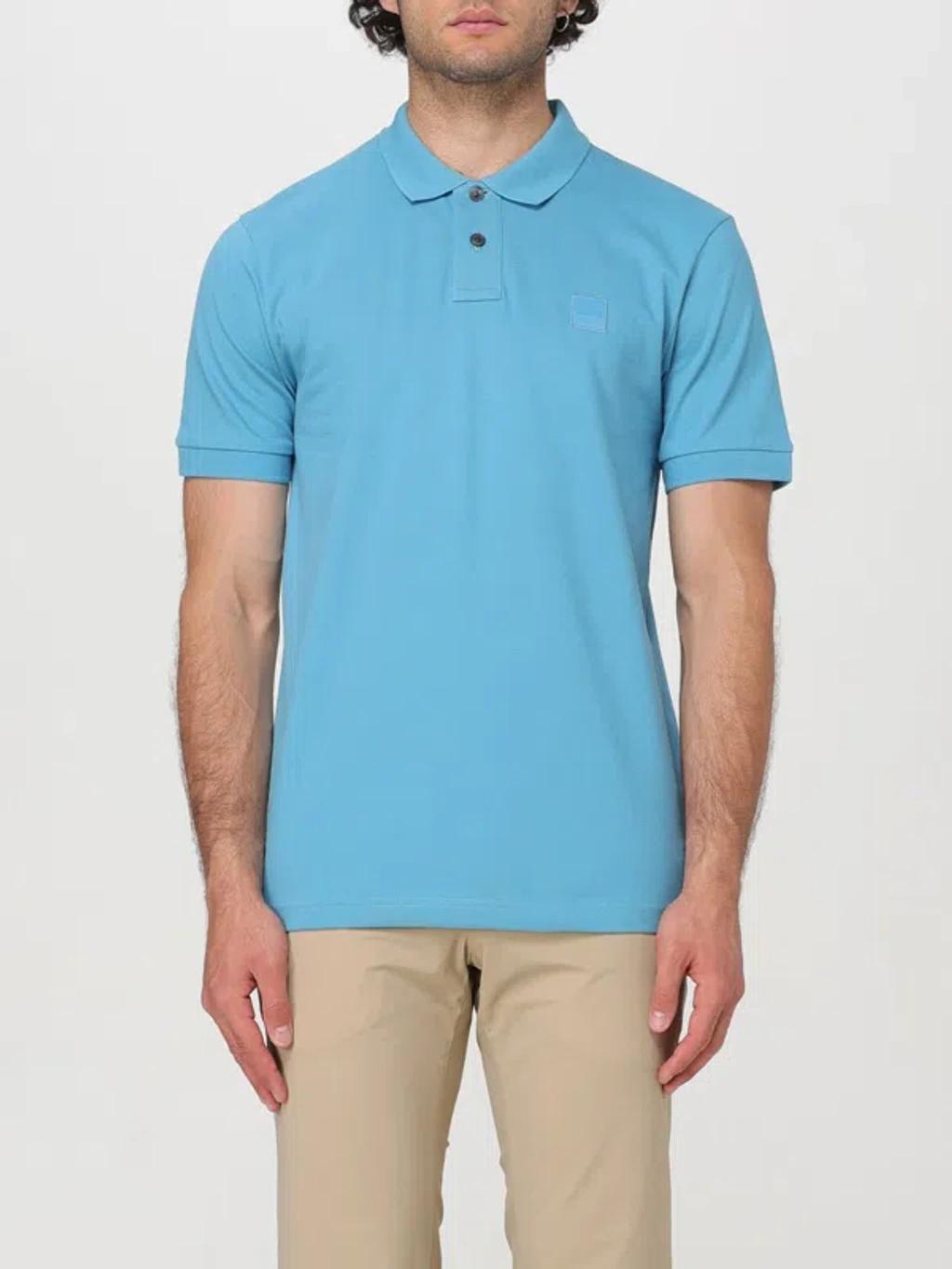 Passenger Mens Stretch-cotton Slim-fit Polo Shirt With Log In Open Blue 486 Product Image