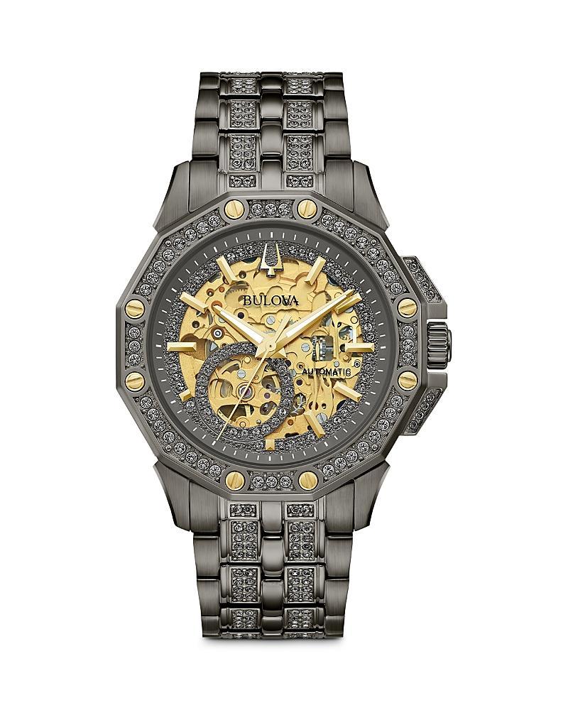 Bulova Crystal Collection Mens Automatic Gold Tone Stainless Steel Bracelet Watch Product Image