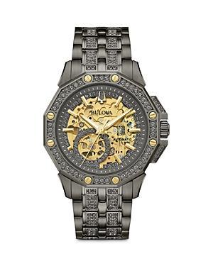 Bulova Crystal Collection Mens Automatic Gold Tone Stainless Steel Bracelet Watch Product Image