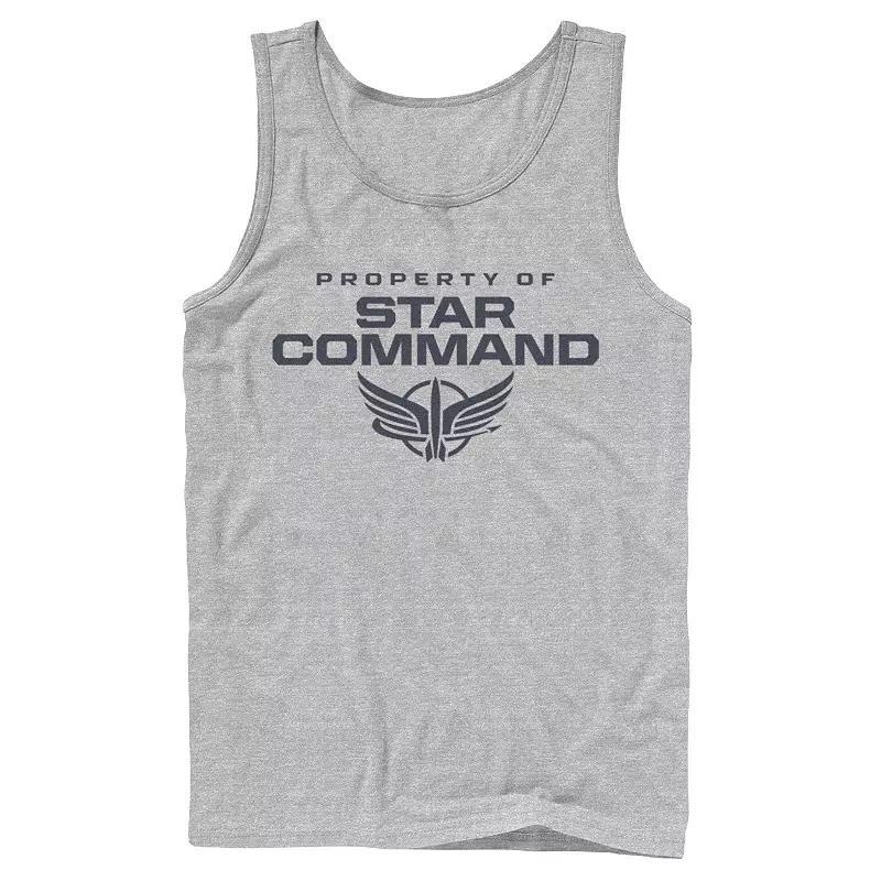 Mens Disney / Pixar Lightyear Property Of Star Command Logo Tank Top Athletic Grey Product Image