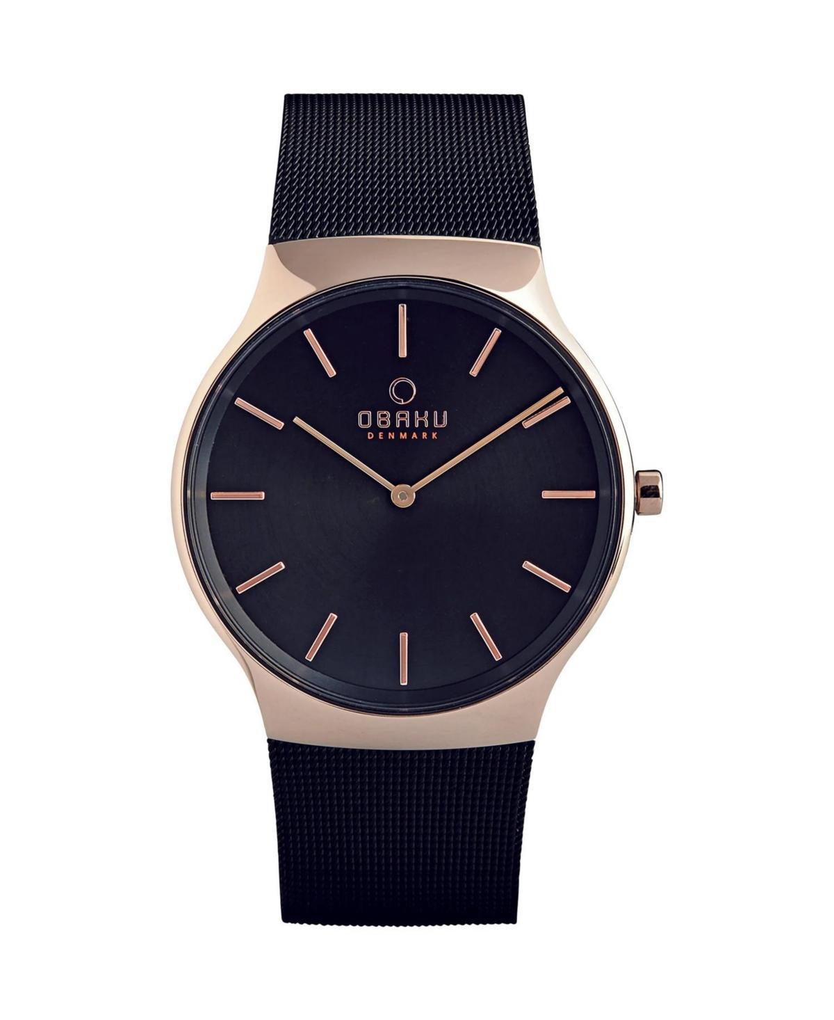 Obaku Mens Classic Black Dial Watch - V178GXVBMB - Black Product Image