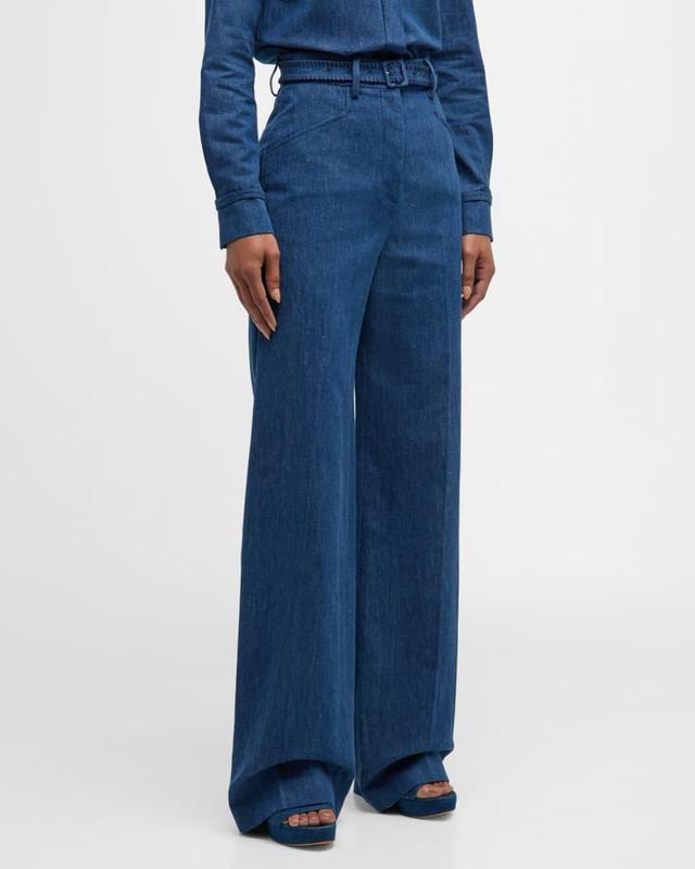 Norman Belted Denim Wide-Leg Pants Product Image