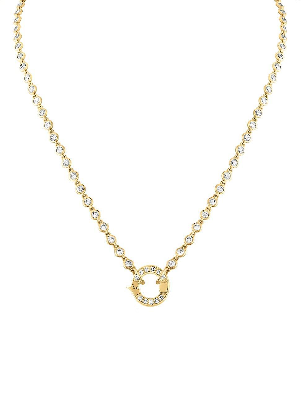 Womens 14K Yellow Gold & 1.265 TCW Diamond Bezel Chain Necklace Product Image