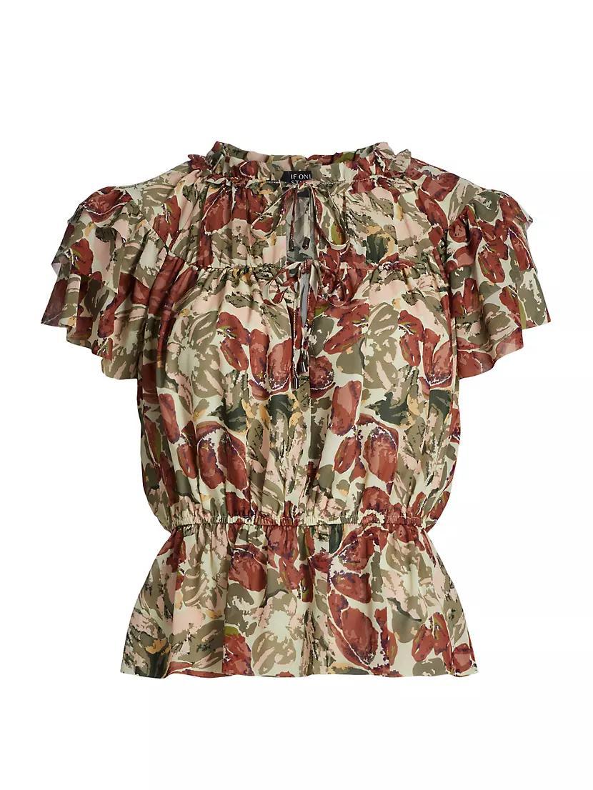 Floral Ruffled Short-Sleeve Top Product Image