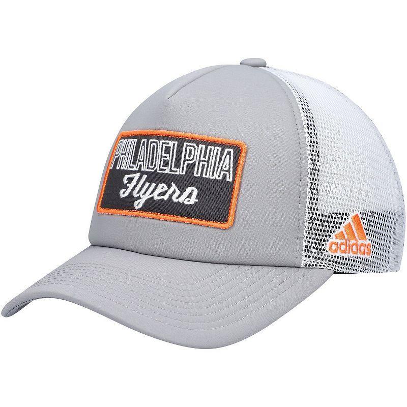 Mens adidas Gray/White Philadelphia Flyers Locker Room Foam Trucker Snapback Hat Product Image