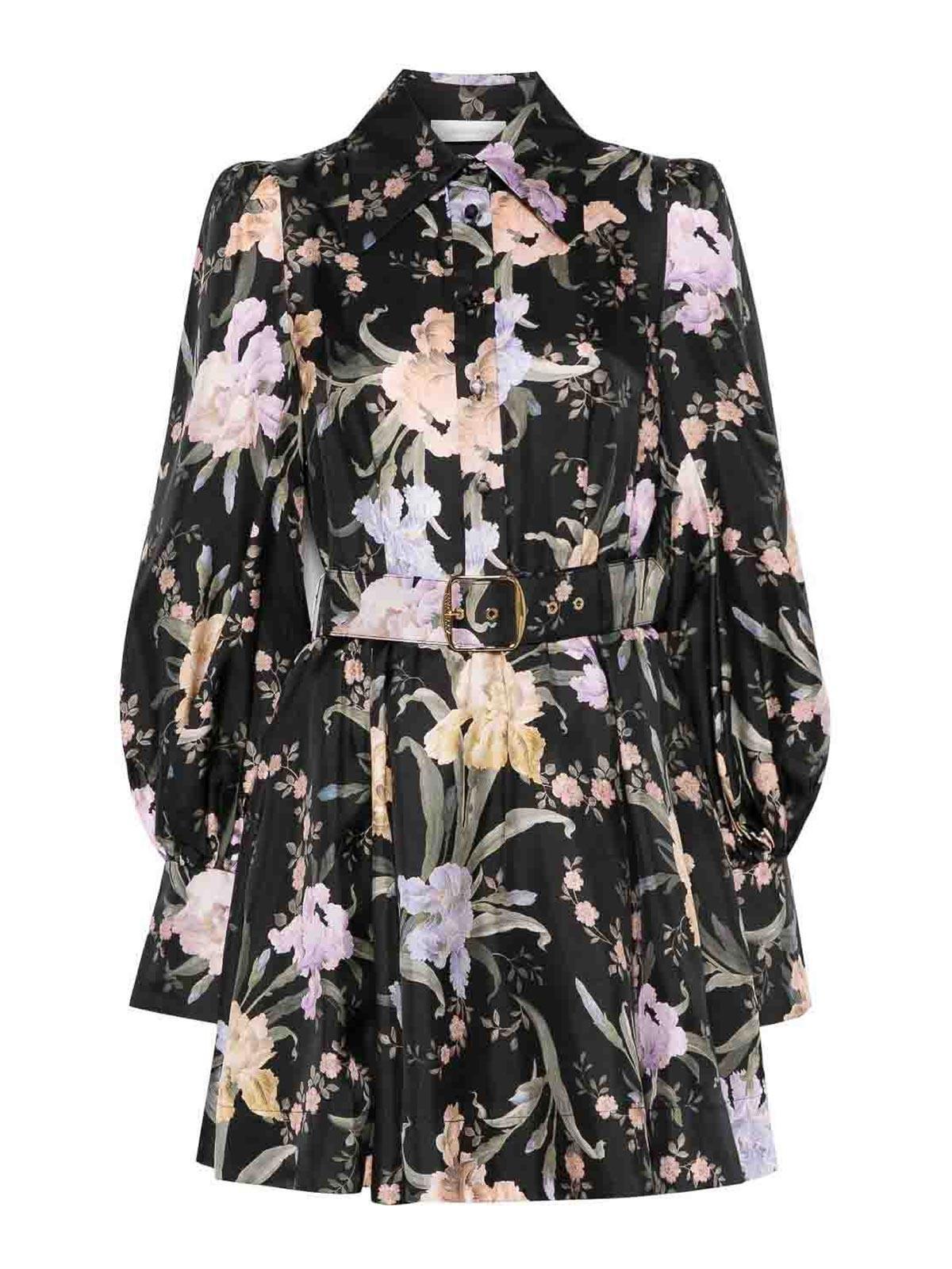 ZIMMERMANN Floral-print Mini Dress In Black Product Image