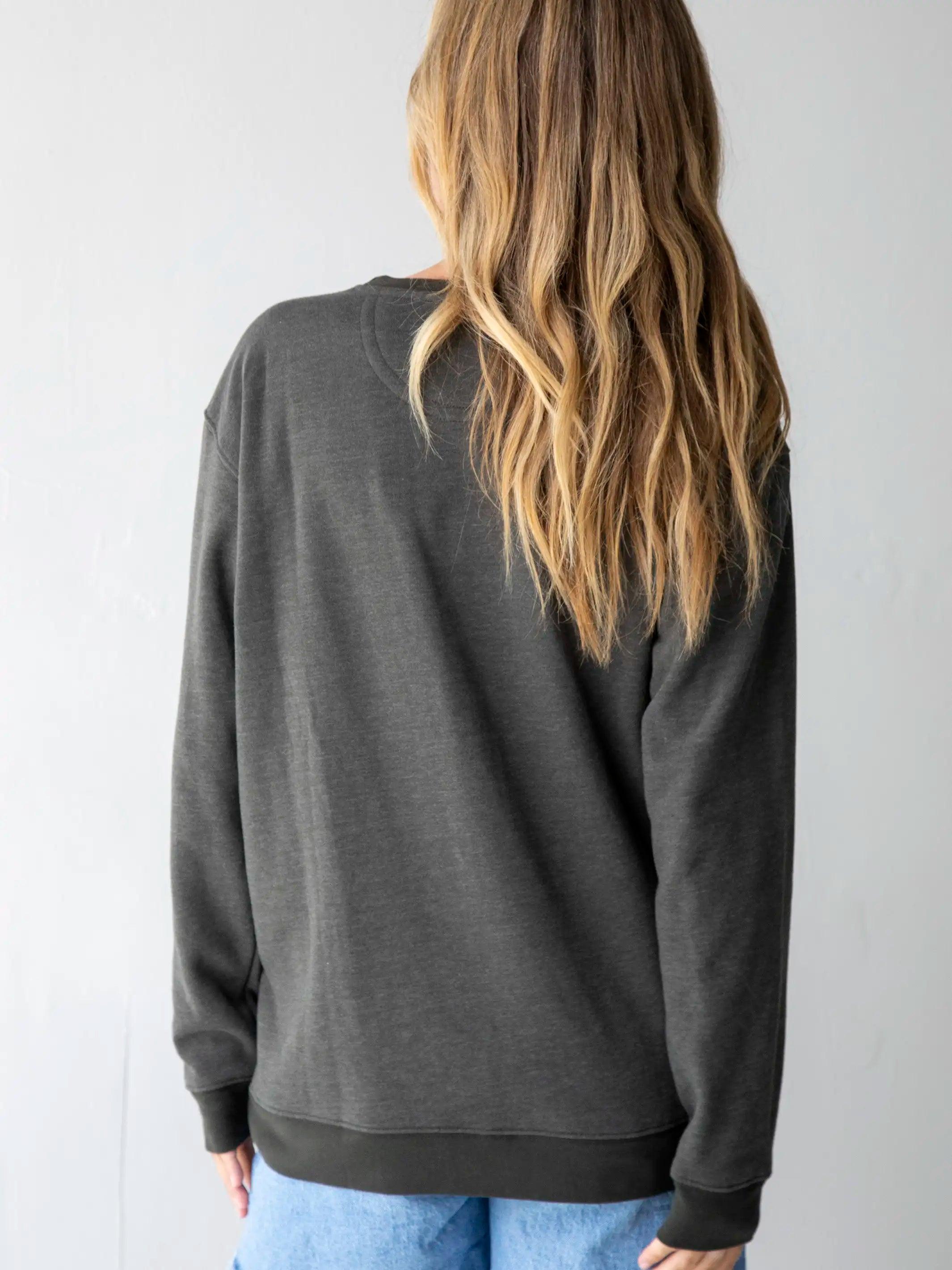 Comfy Pocket Sweatshirt - Folk Flowers Charcoal Product Image