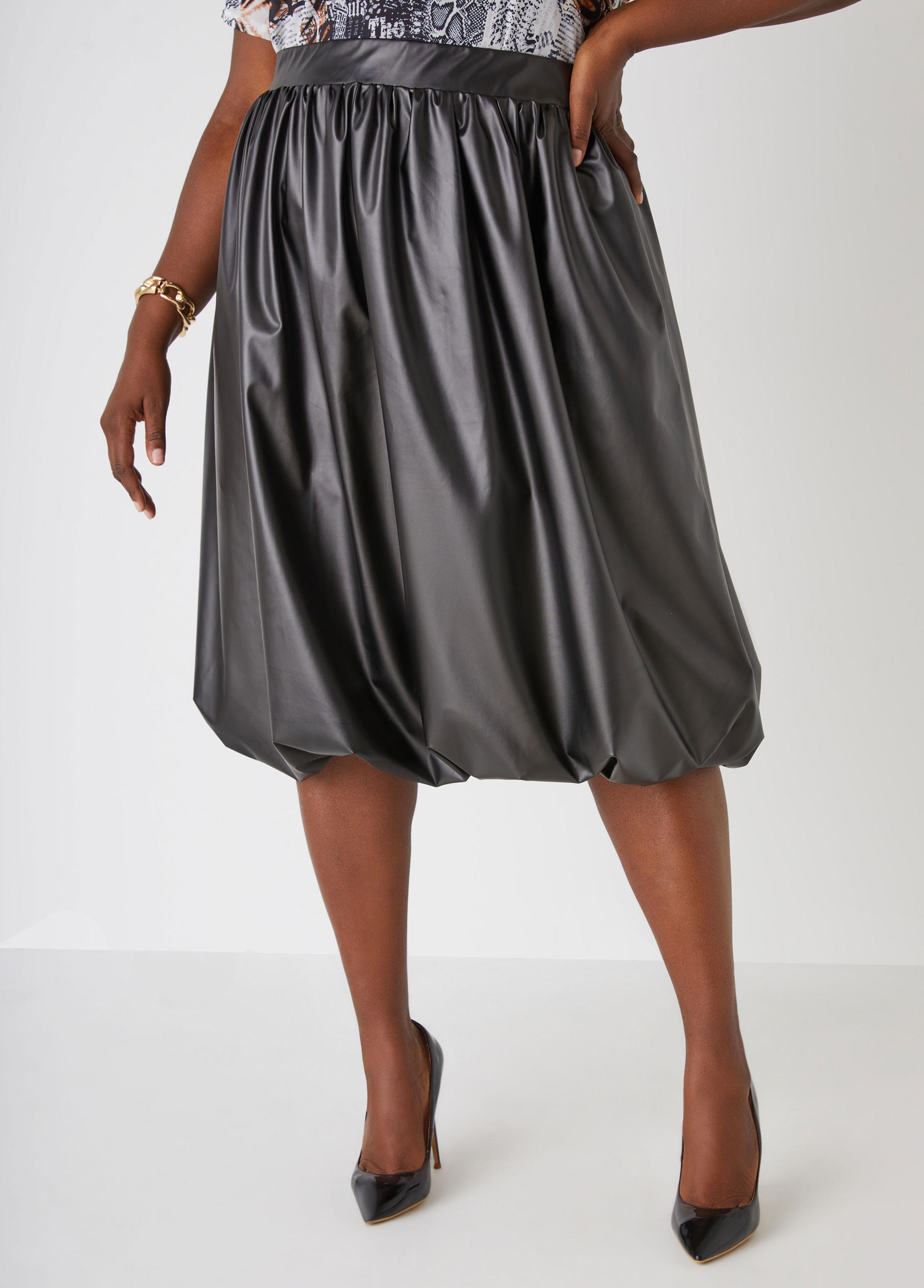 Plus Size Faux Leather Bubble Skirt Ashley Stewart Product Image